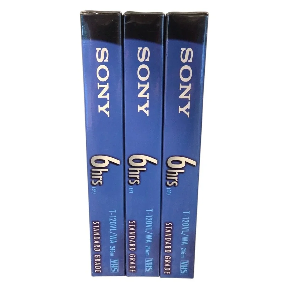 Sony VHS Tapes 3 Pack Standard Grade 6 Hours Blank Media T-120VL/WA Sealed New